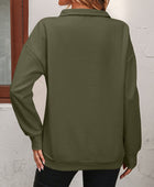 Zip-Up Dropped Shoulder Sweatshirt - Body By J'ne