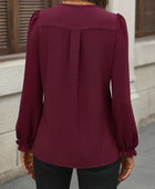 Notched Flounce Sleeve Blouse - Body By J'ne