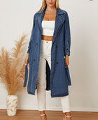 Double-Breasted Belted Longline Denim Jacket - Body By J'ne