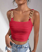 Chain Detail Square Neck Tank - Body By J'ne