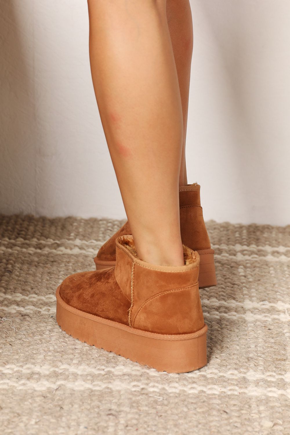 Fleece Lined Chunky Platform Mini Boots - Body By J'ne