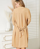 Full Size Tied Trench Coat with Pockets - Body By J'ne