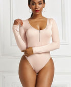 Half Zip Scoop Neck Long Sleeve Bodysuit - Body By J'ne