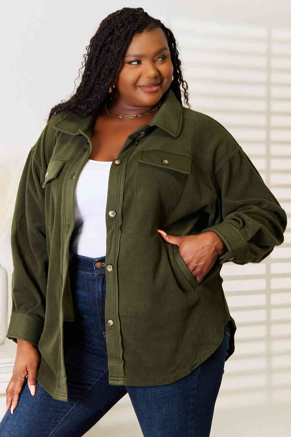 Cozy Girl Full Size Button Down Shacket - Body By J'ne