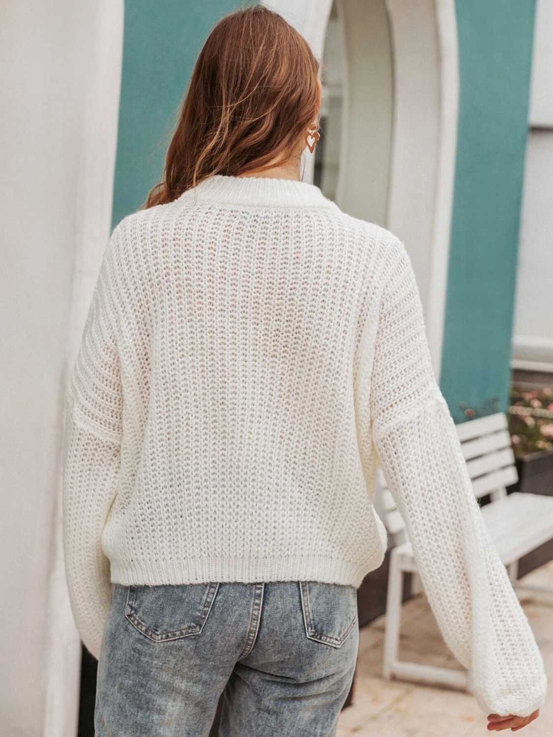 Round Neck Long Sleeve Sweater - Body By J'ne