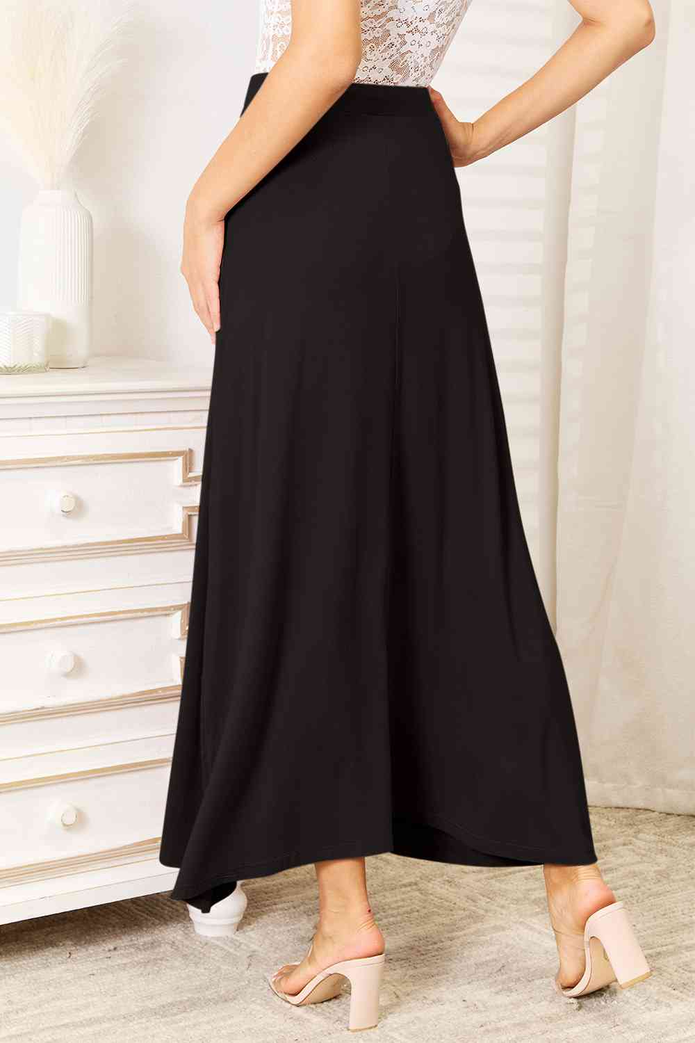 Full Size Soft Rayon Drawstring Waist Maxi Skirt Rayon - Body By J'ne
