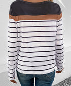 Striped Round Neck Long Sleeve T-Shirt - Body By J'ne