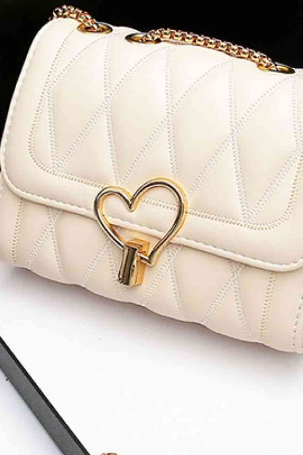 Heart Buckle PU Leather Crossbody Bag - Body By J'ne