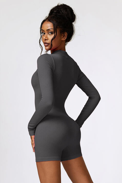 Half Zip Long Sleeve Active Romper - Body By J'ne