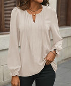 Notched Flounce Sleeve Blouse - Body By J'ne