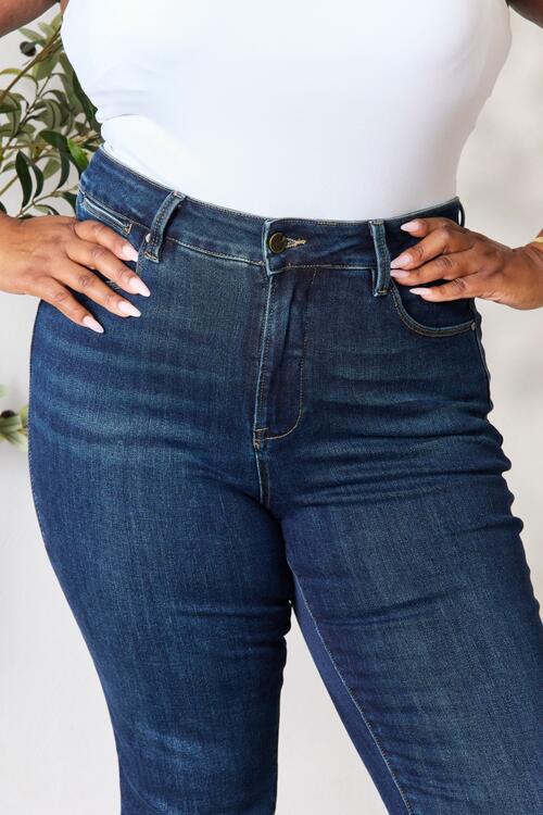 Full Size Raw Hem Straight Jeans - Body By J'ne