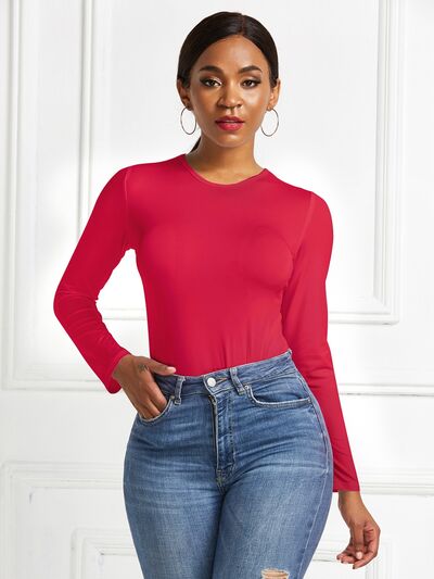 Round Neck Long Sleeve Bodysuit - Body By J'ne