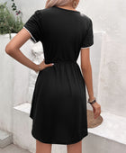 Round Neck Petal Sleeve Dress with Pockets - Body By J'ne