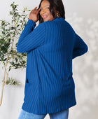 Ribbed Open Front Cardigan with Pockets - Body By J'ne