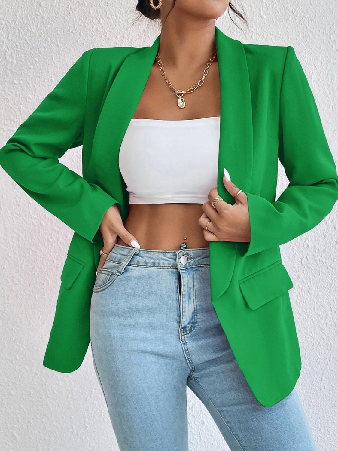 Shawl Collar Long Sleeve Blazer - Body By J'ne