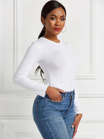 Round Neck Long Sleeve Bodysuit - Body By J'ne