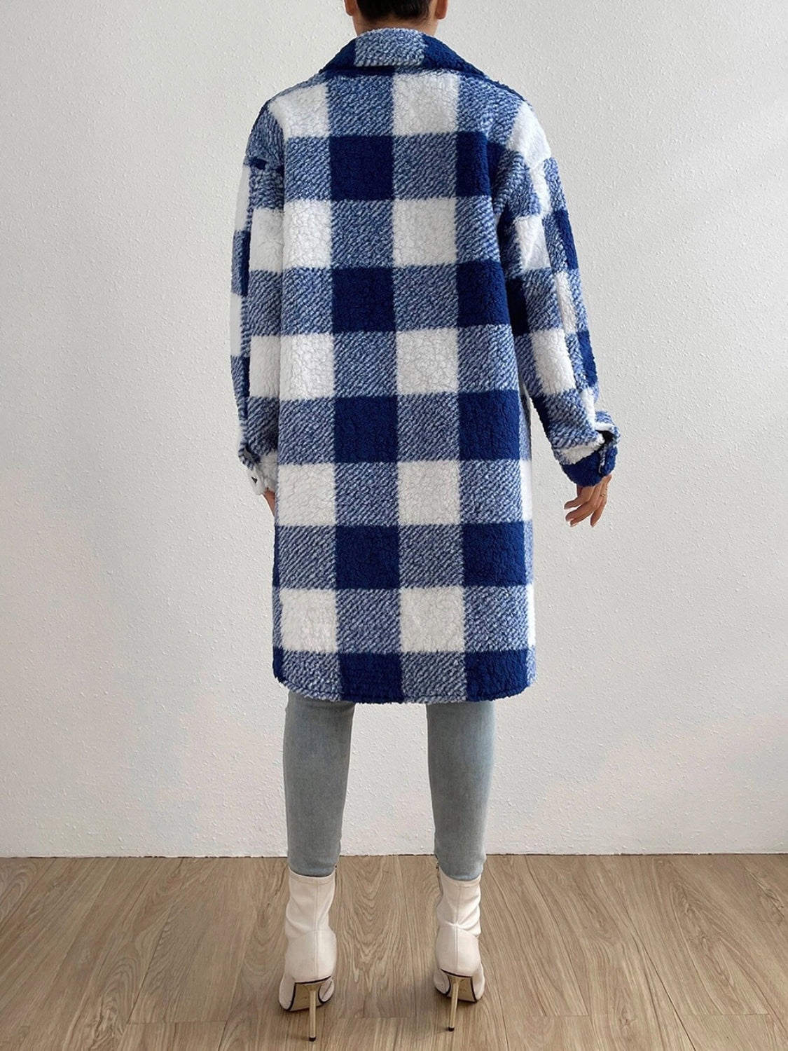 Plaid Collared Neck Button Down Coat - Body By J'ne