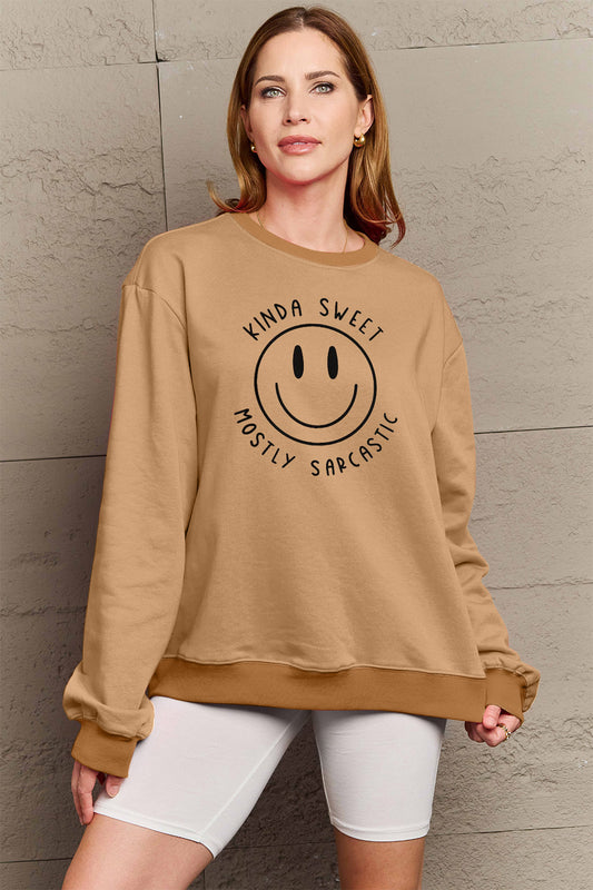 Full Size Smiling Face Graphic Sweatshirt