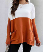 Two Tone Pullover Sweater with Pockets - Body By J'ne