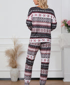 Snowflake Print Long Sleeve And Joggers Lounge Set - Body By J'ne