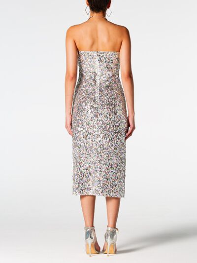 Sequin Straight Neck Midi Wrap Dress - Body By J'ne