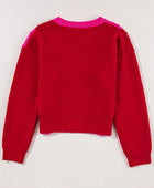 Plaid Heart Round Neck Sweater - Body By J'ne