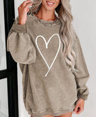 Heart Round Neck Dropped Shoulder Sweatshirt - Body By J'ne