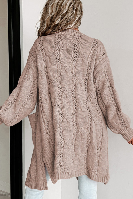 Cable-Knit Dropped Shoulder Cardigan - Body By J'ne