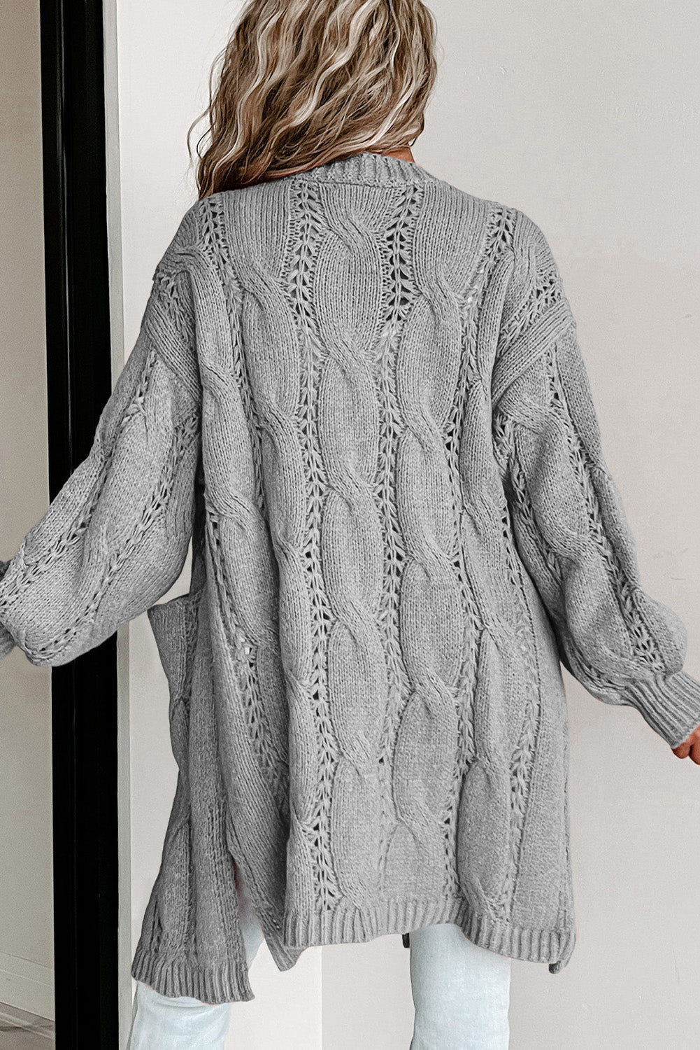 Cable-Knit Dropped Shoulder Cardigan - Body By J'ne