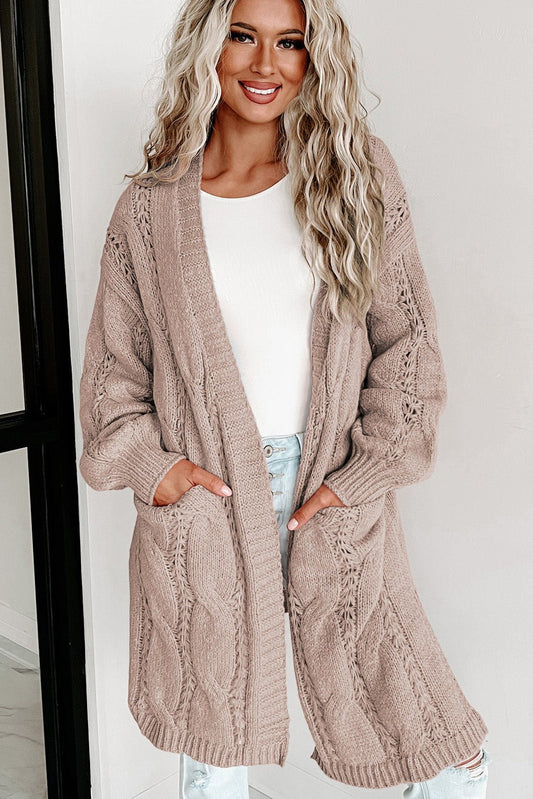 Cable-Knit Dropped Shoulder Cardigan - Body By J'ne