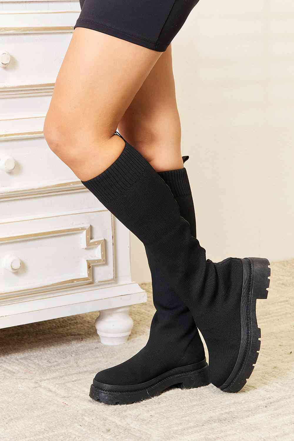 Knee High Platform Sock Boots - Body By J'ne