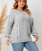 Plus Size Cold Shoulder Asymmetrical Cable-Knit Top - Body By J'ne