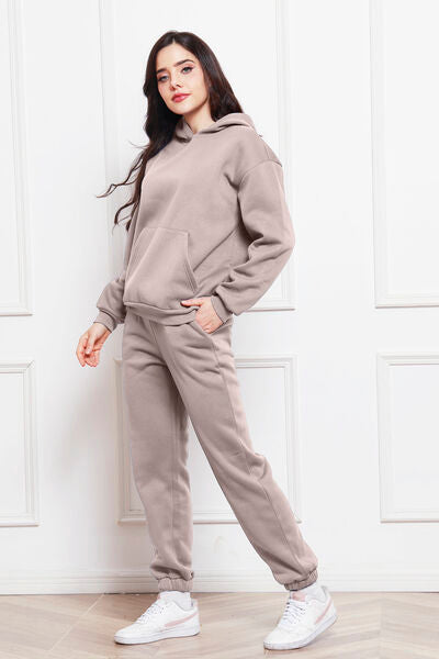 Drop Shoulder Long Sleeve Hoodie and Pants Set - Body By J'ne