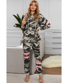 Camouflage Contrast Detail Hoodie and Joggers Lounge Set - Body By J'ne