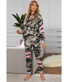 Camouflage Contrast Detail Hoodie and Joggers Lounge Set - Body By J'ne