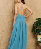 Captivating Muse Open Crossback Maxi Dress in Turquoise - Body By J'ne
