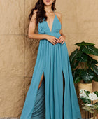 Captivating Muse Open Crossback Maxi Dress in Turquoise - Body By J'ne