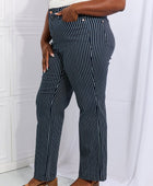 Cassidy Full Size High Waisted Tummy Control Striped Straight Jeans - Body By J'ne