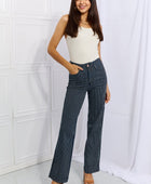 Cassidy Full Size High Waisted Tummy Control Striped Straight Jeans - Body By J'ne