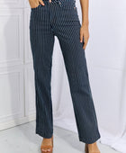 Cassidy Full Size High Waisted Tummy Control Striped Straight Jeans - Body By J'ne