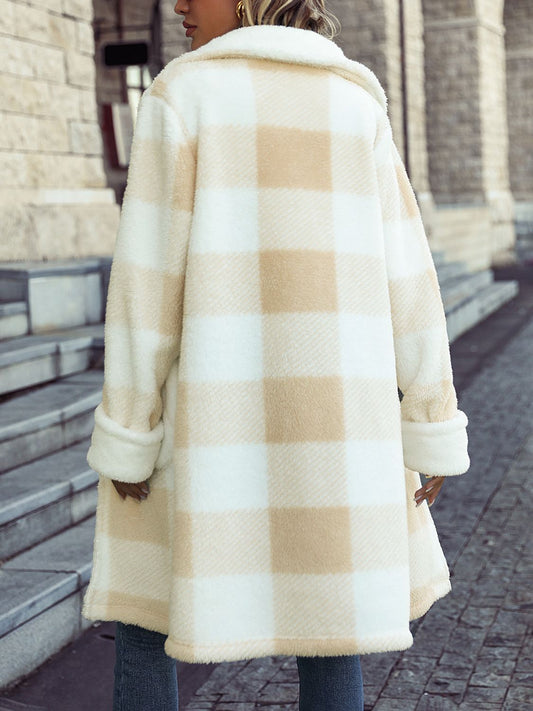 Plaid Button Down Coat with Pockets - Body By J'ne