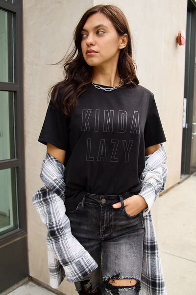 KINDA LAZY Round Neck T-Shirt - Body By J'ne