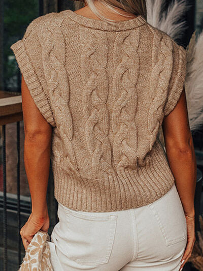 Cable-Knit Round Neck Sweater - Body By J'ne