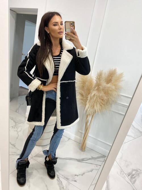 Lapel Collar Exposed Seam Buttoned Coat - Body By J'ne