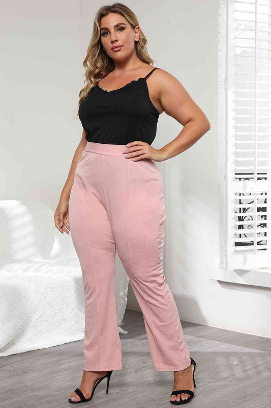 Plus Size Seamed Detail Plain Pants - Body By J'ne