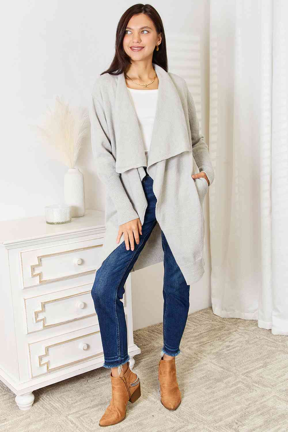 Open Front Duster Cardigan with Pockets - Body By J'ne
