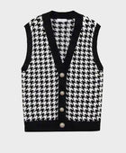 Houndstooth Button Front Sweater Vest - Body By J'ne