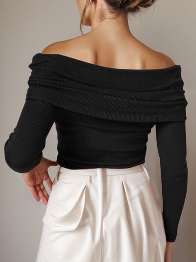 Off-Shoulder Long Sleeve Sweater - Body By J'ne