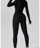 Zip Up Mock Neck Long Sleeve Jumpsuit - Body By J'ne