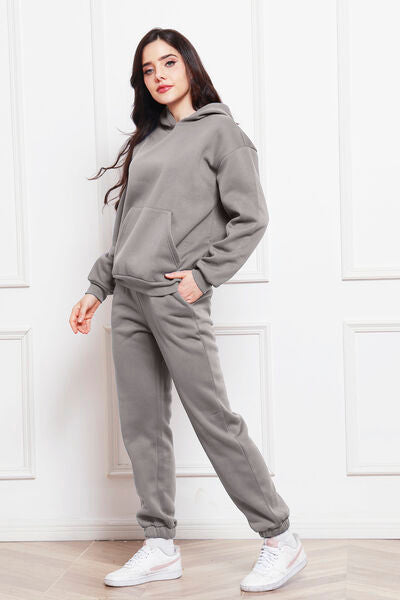Drop Shoulder Long Sleeve Hoodie and Pants Set - Body By J'ne